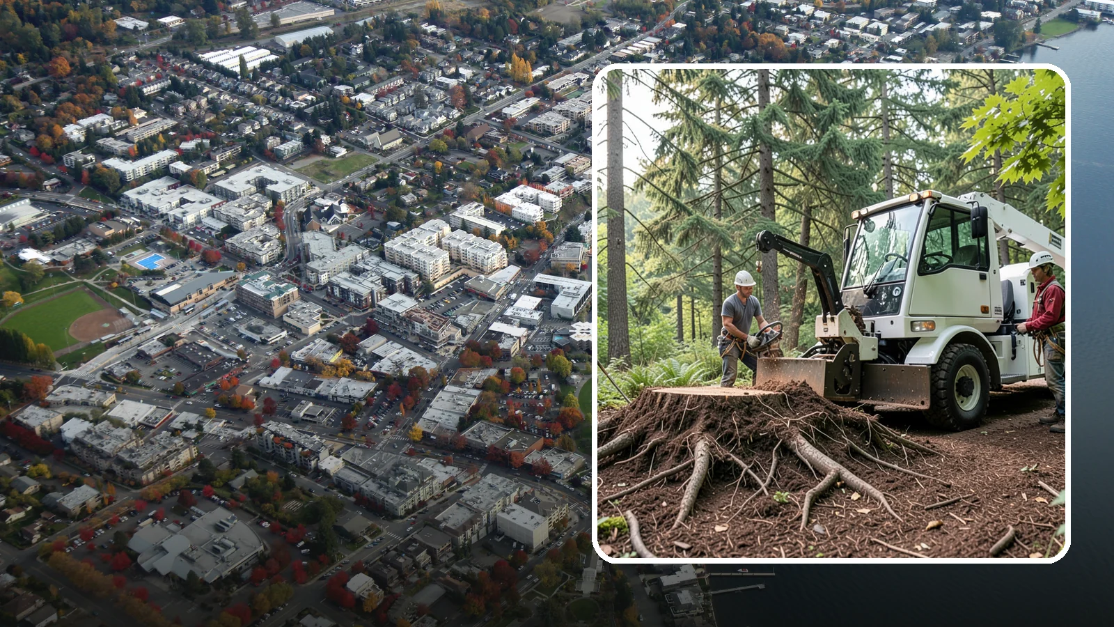 Surface root grinding in Kirkland, King County, WA - The grinding of exposed surface roots.
