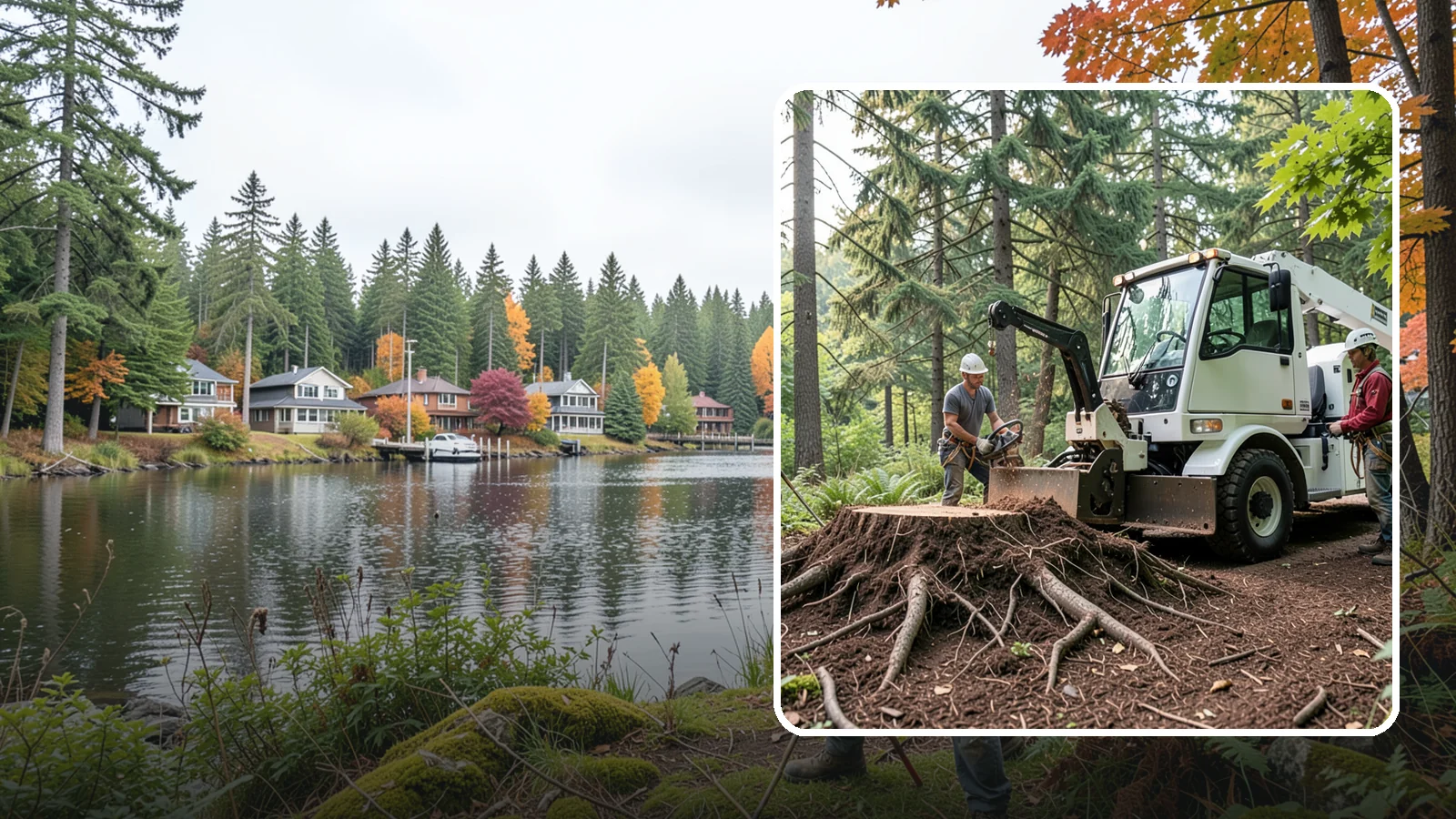 Surface root grinding in La Conner, Skagit County, WA - The grinding of exposed surface roots.
