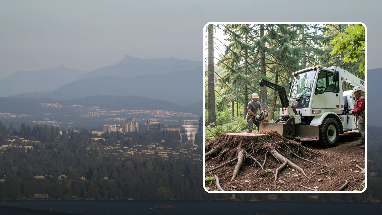 Surface root grinding in Medina, King County, WA - The grinding of exposed surface roots.