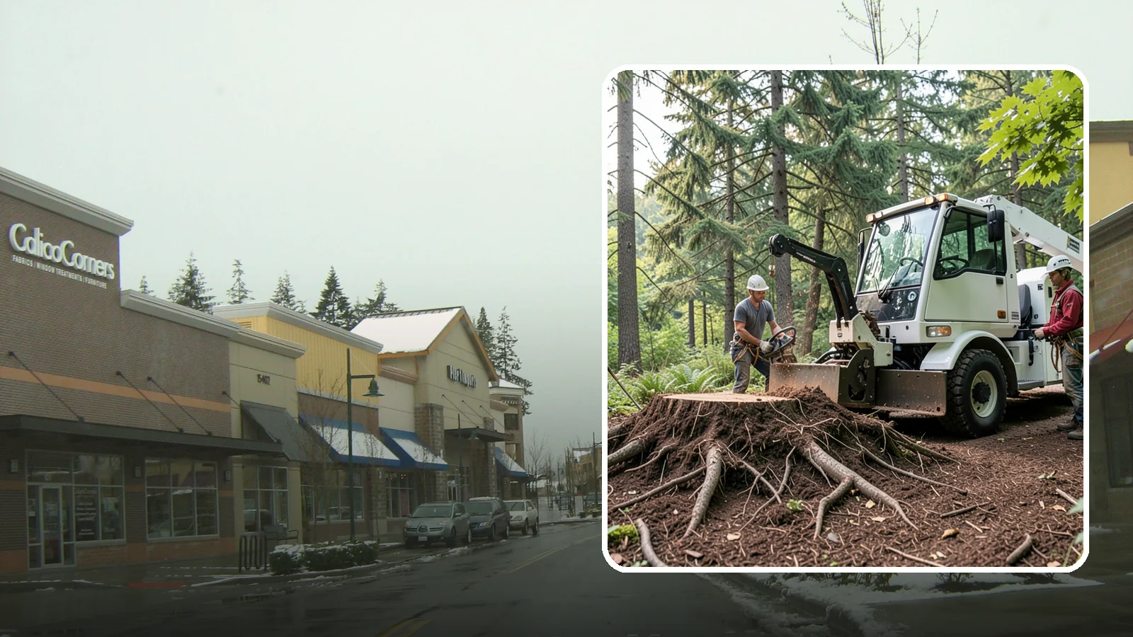 Surface root grinding in Mill Creek, Snohomish County, WA - The grinding of exposed surface roots.
