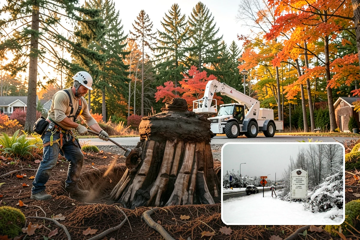 Surface root grinding in Newcastle, King County, WA - Removes tripping hazards and obstructions