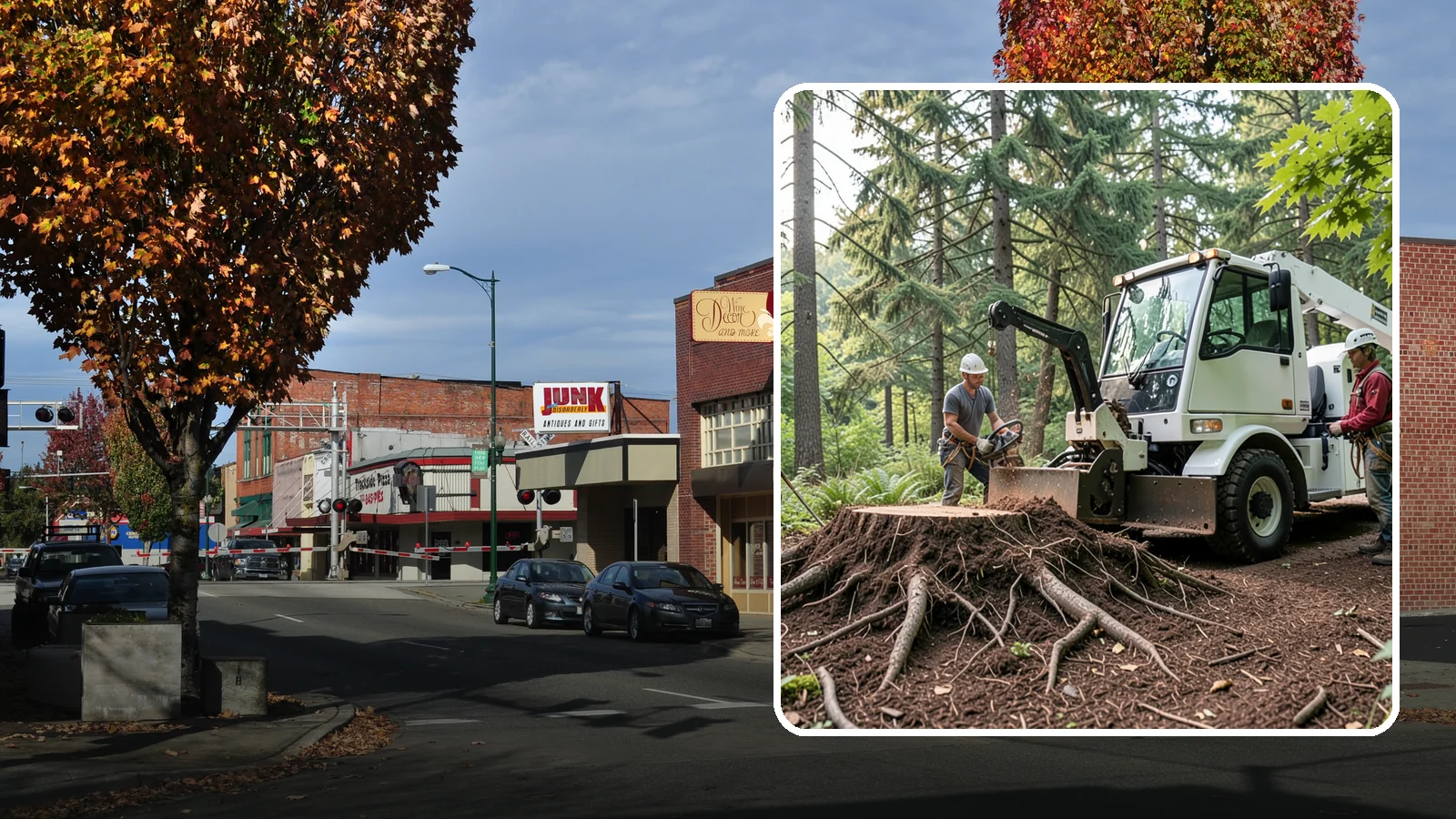 Surface root grinding in Puyallup, Pierce County, WA - The grinding of exposed surface roots.