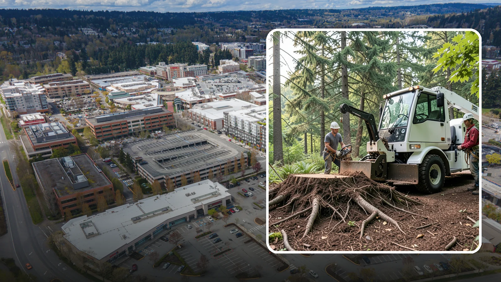 Surface root grinding in Redmond, King County, WA - The grinding of exposed surface roots.