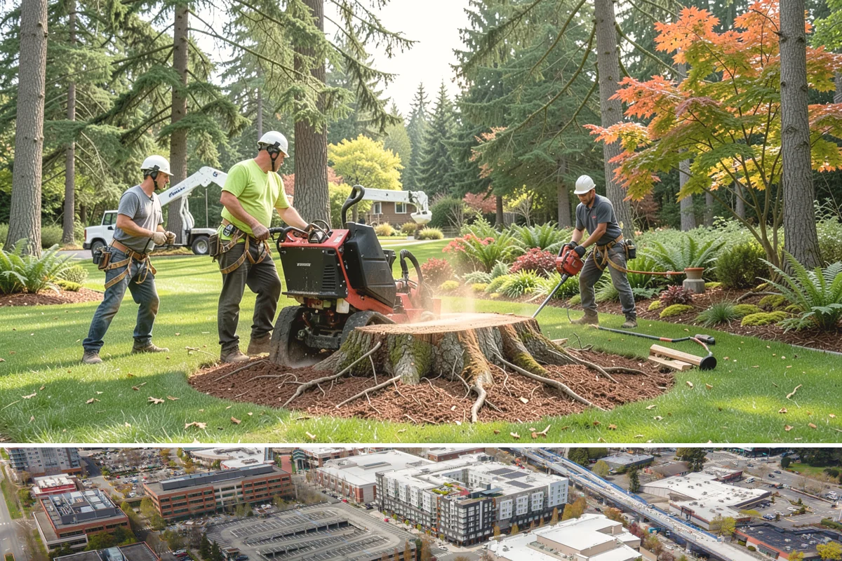 Surface root grinding in Redmond, King County, WA - This work can be performed year-round in the Puget Sound climate but may require scheduling adjustments if frozen ground prevents...