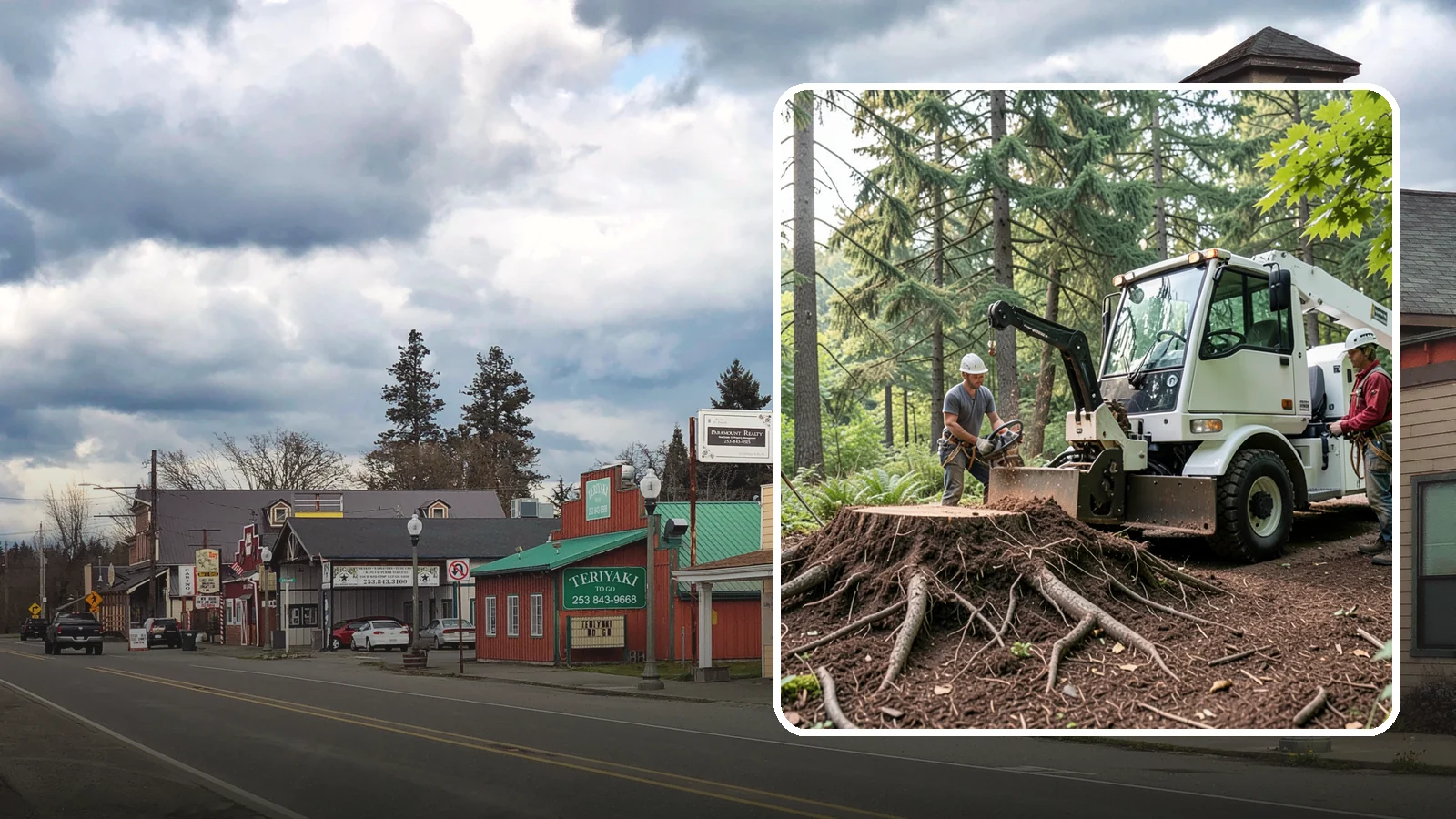 Surface root grinding in Roy, Pierce County, WA - The grinding of exposed surface roots.