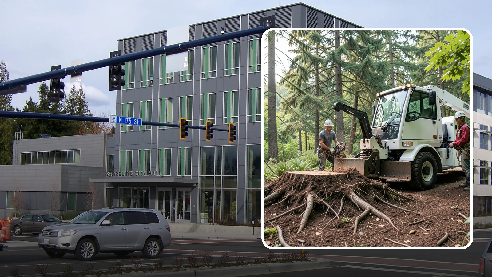 Surface root grinding in Shoreline, King County, WA - The grinding of exposed surface roots.