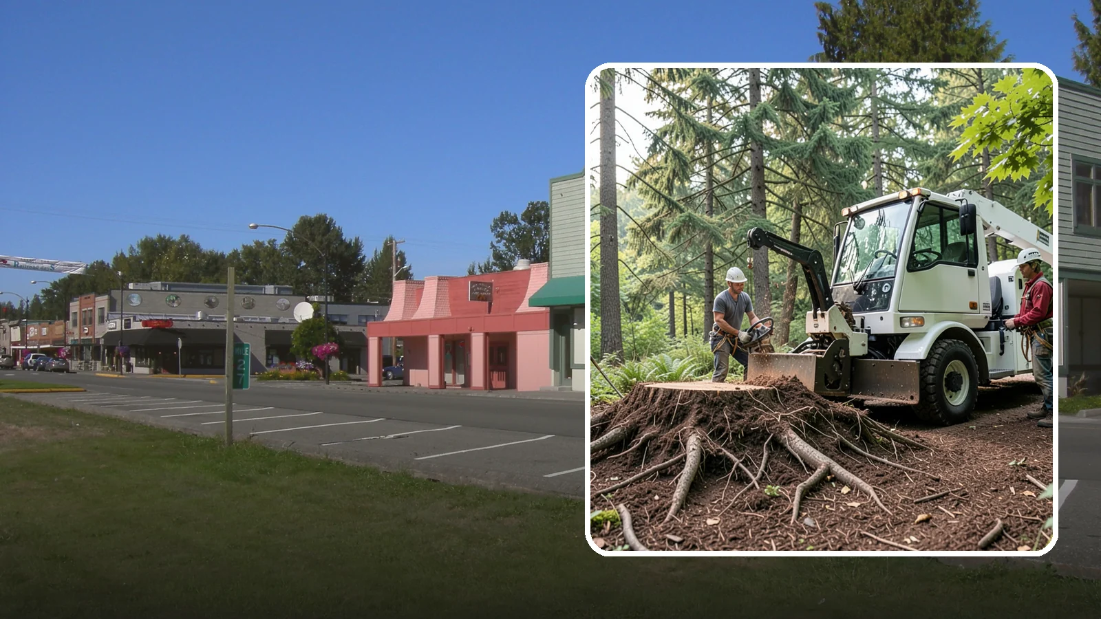 Surface root grinding in Snoqualmie, King County, WA - The grinding of exposed surface roots.