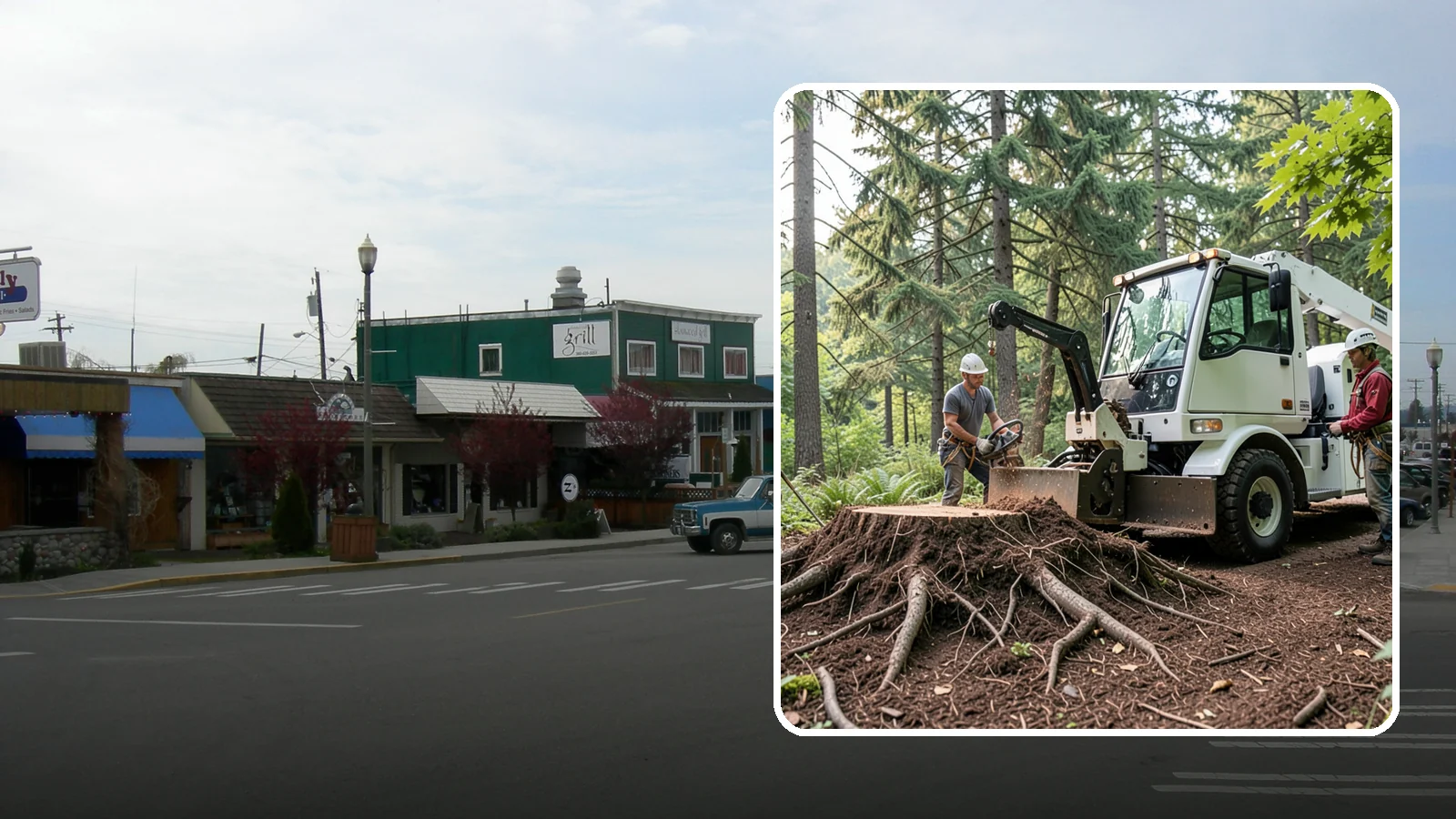Surface root grinding in Stanwood, Snohomish County, WA - The grinding of exposed surface roots.