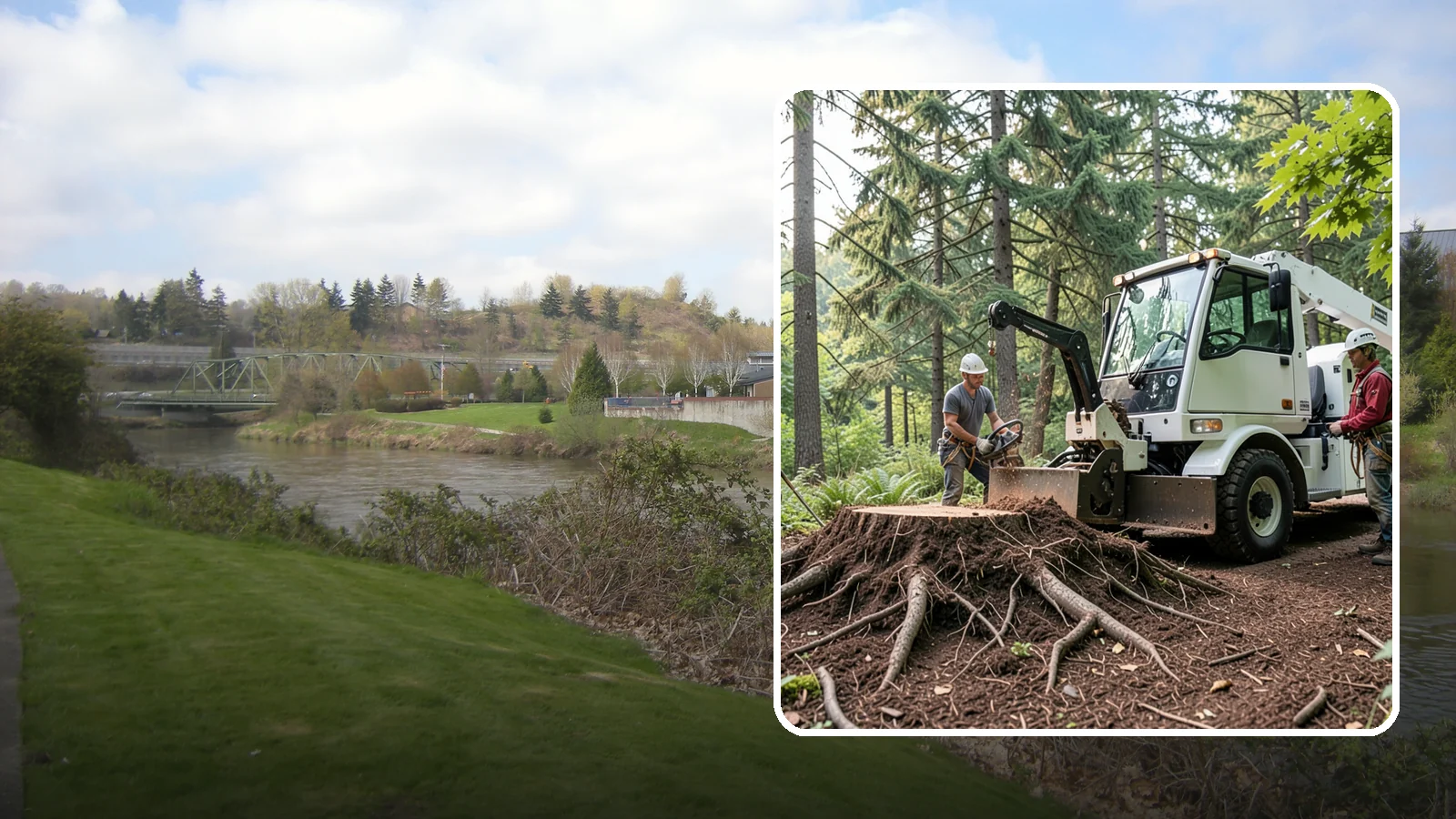 Surface root grinding in Tukwila, King County, WA - The grinding of exposed surface roots.