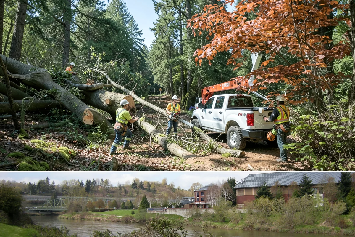 Surface root grinding in Tukwila, King County, WA - This work can be performed year-round in the Puget Sound climate but may require scheduling adjustments if frozen ground prevents...