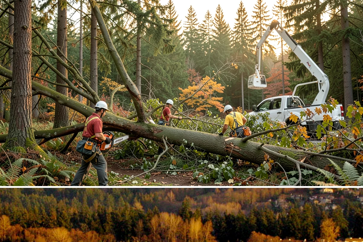 Trail clearing in Kenmore, King County, WA - Work should be scheduled when ground conditions allow for hauling equipment on uneven or wet terrain while considering local...