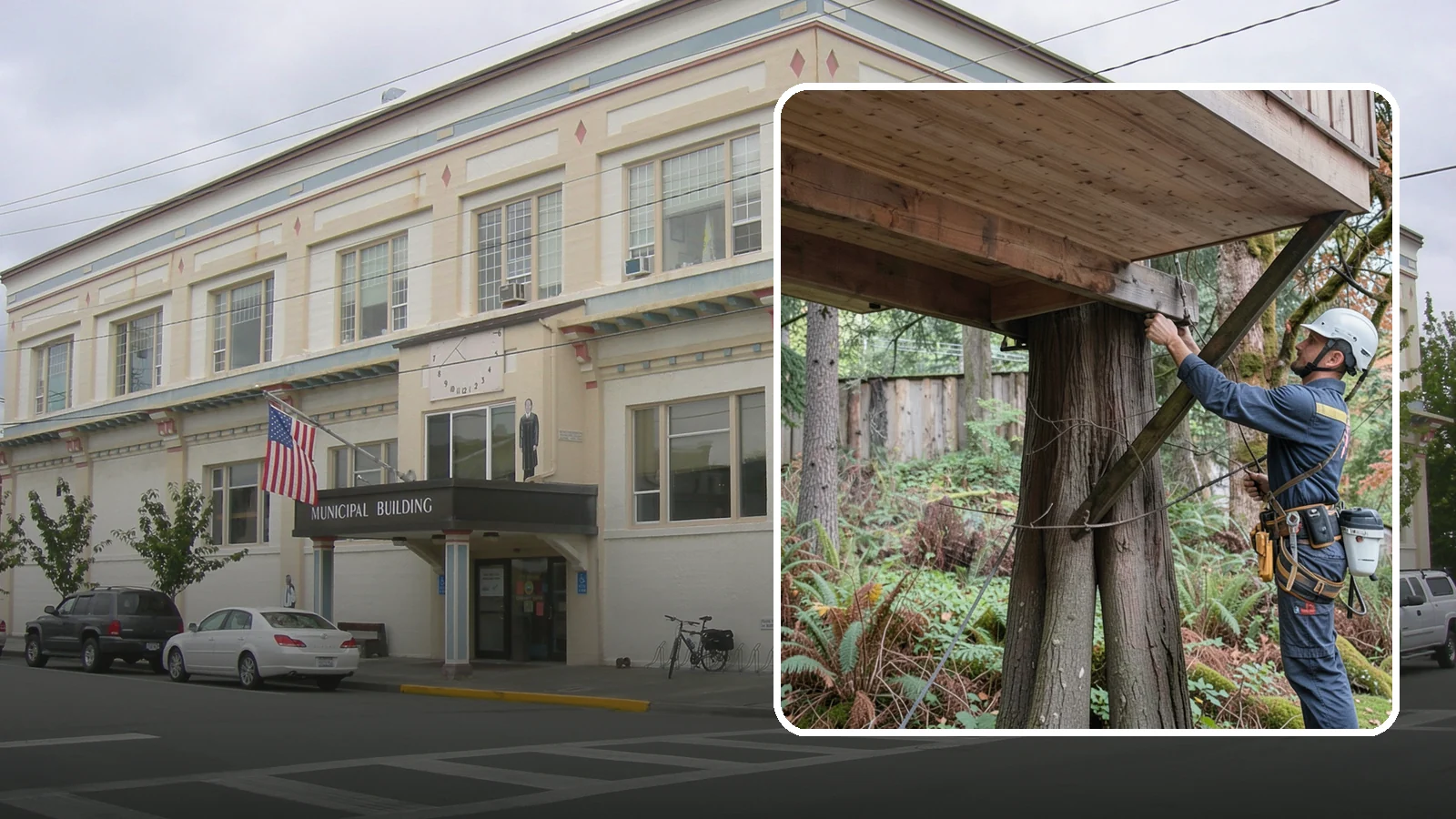 Tree bracing in Anacortes, Skagit County, WA - The installation of rods to reinforce splits or weak unions.