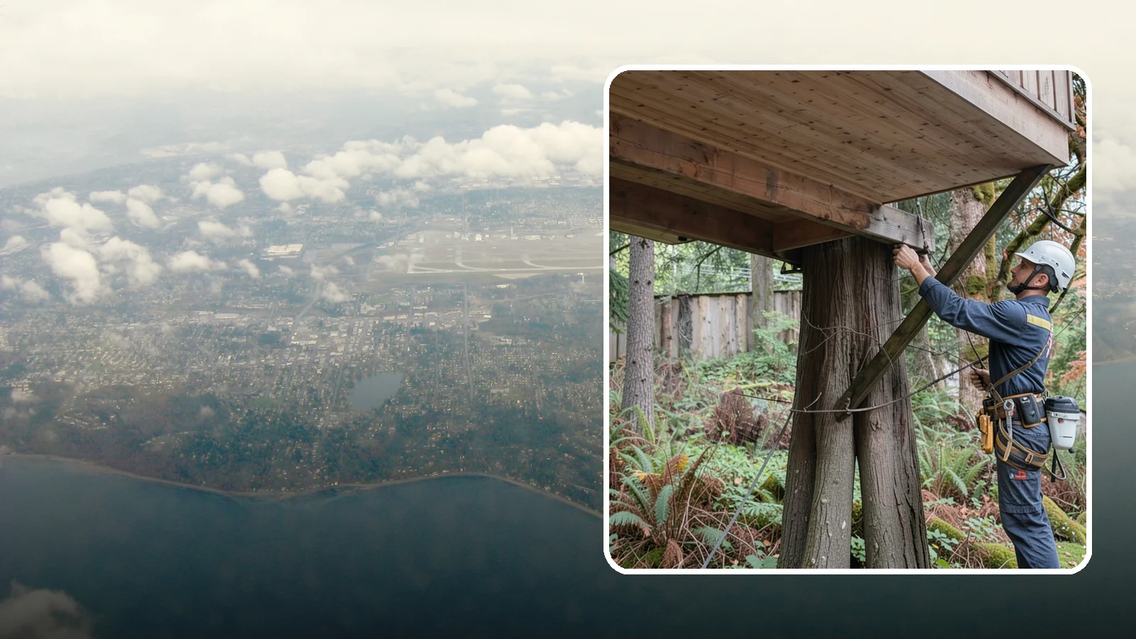 Tree bracing in Burien, King County, WA - The installation of rods to reinforce splits or weak unions.