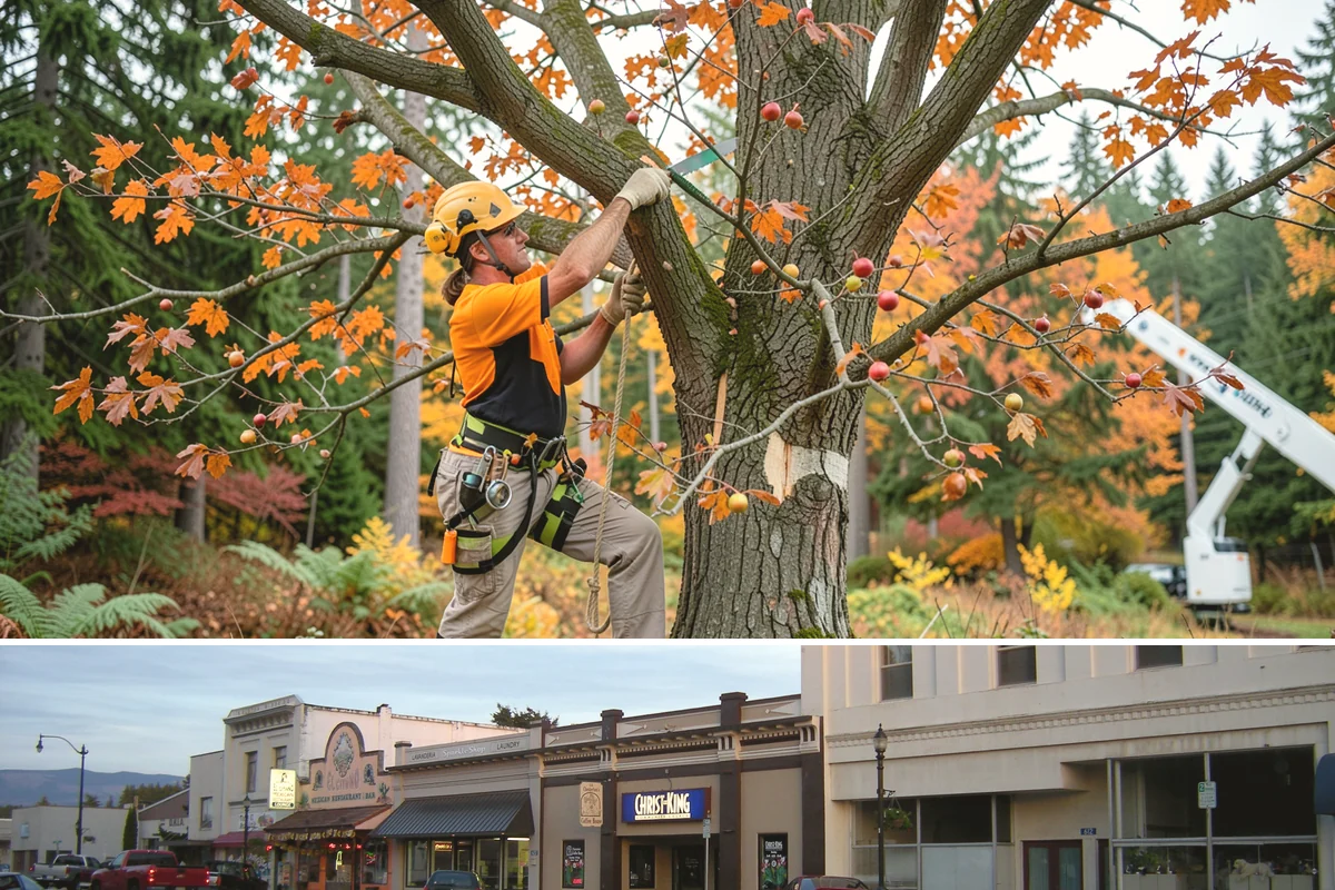 Tree bracing in Burlington, Skagit County, WA - Work is performed year-round but typically scheduled when trees have full foliage to assess load paths accurately