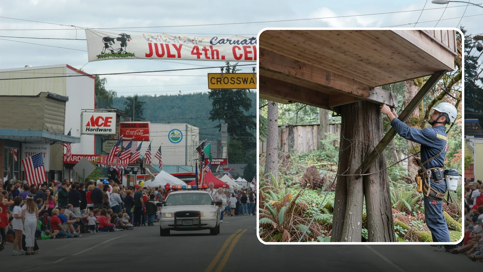 Tree bracing in Carnation, King County, WA - The installation of rods to reinforce splits or weak unions.