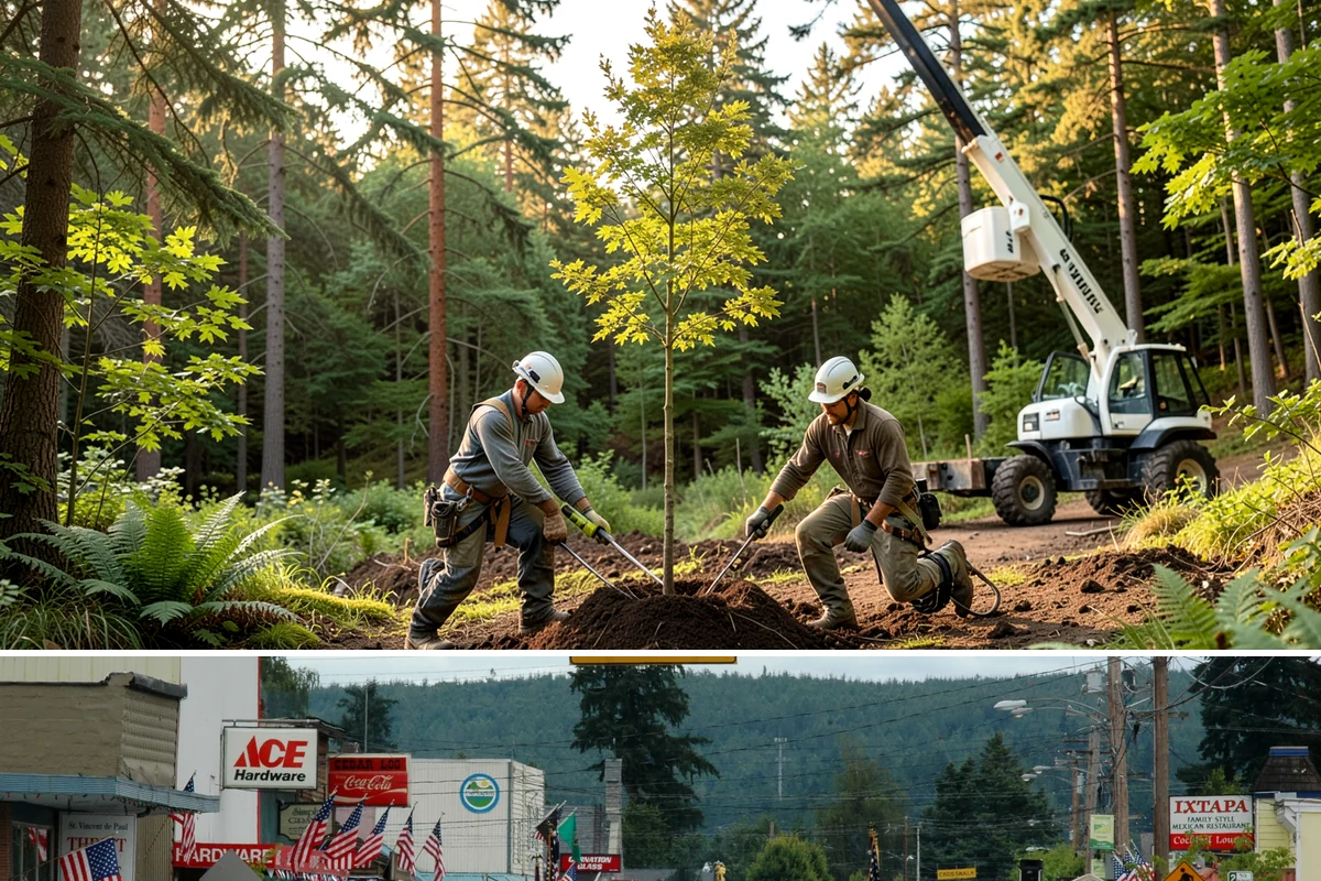 Tree bracing in Carnation, King County, WA - Work is performed year-round but typically scheduled when trees have full foliage to assess load paths accurately