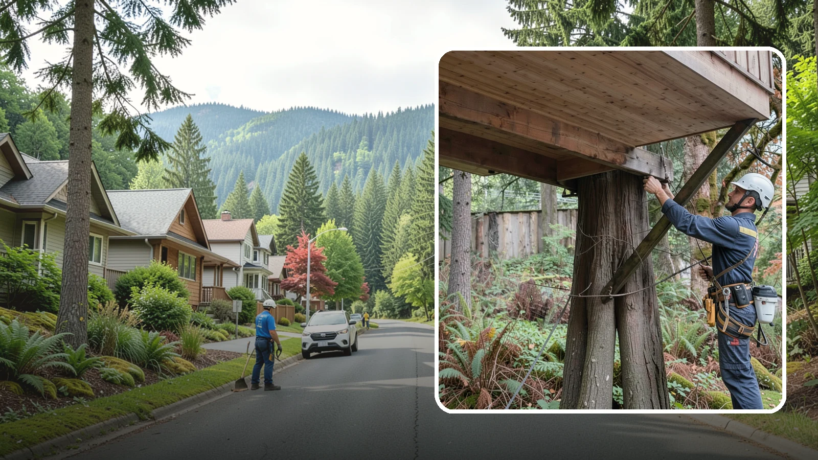 Tree bracing in Darrington, Snohomish County, WA - The installation of rods to reinforce splits or weak unions.