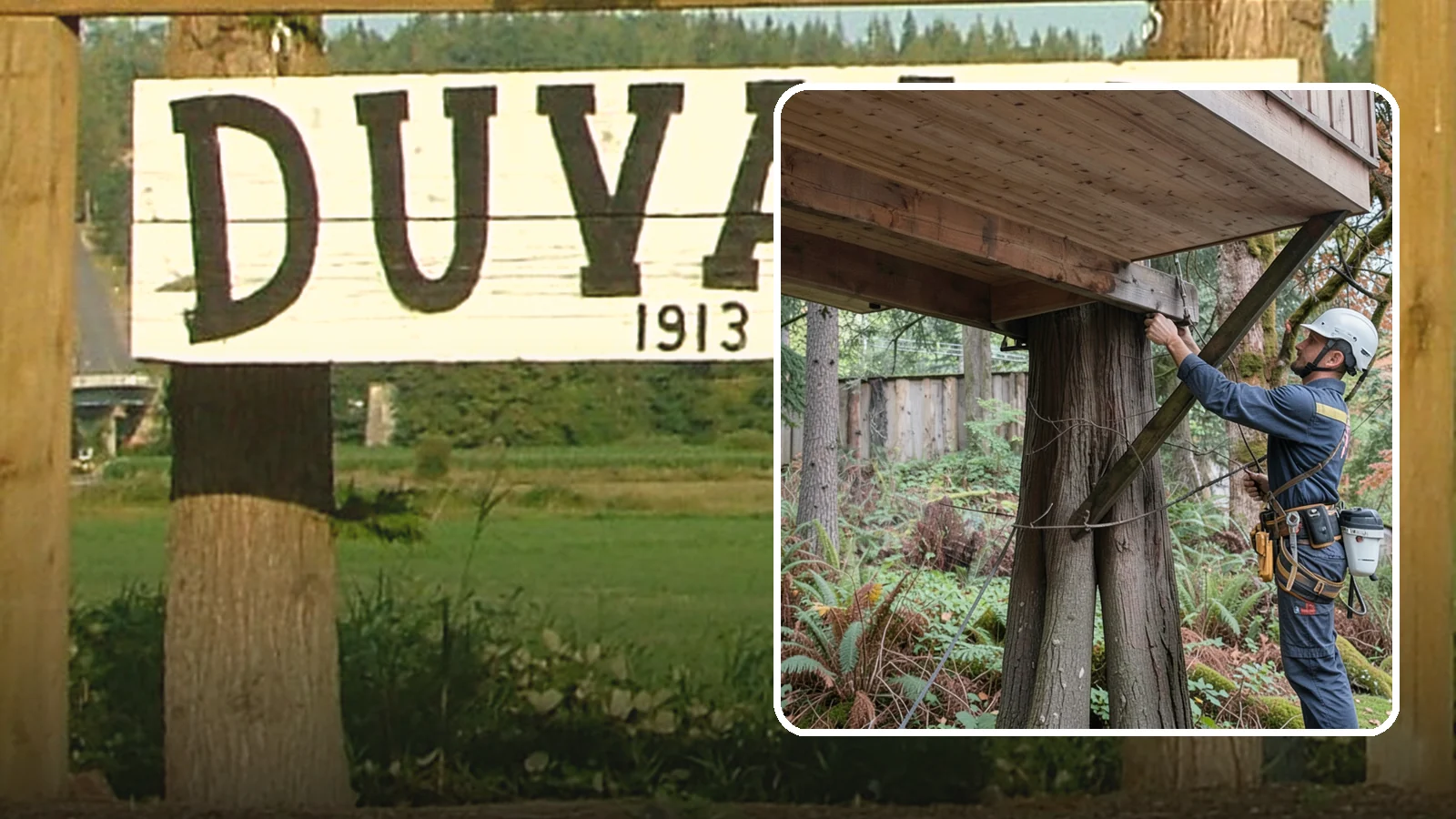 Tree bracing in Duvall, King County, WA - The installation of rods to reinforce splits or weak unions.