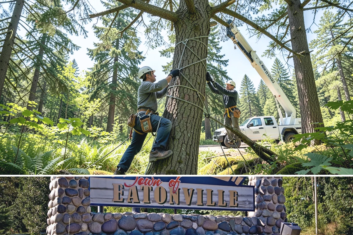 Tree bracing in Eatonville, Pierce County, WA - Work is performed year-round but typically scheduled when trees have full foliage to assess load paths accurately