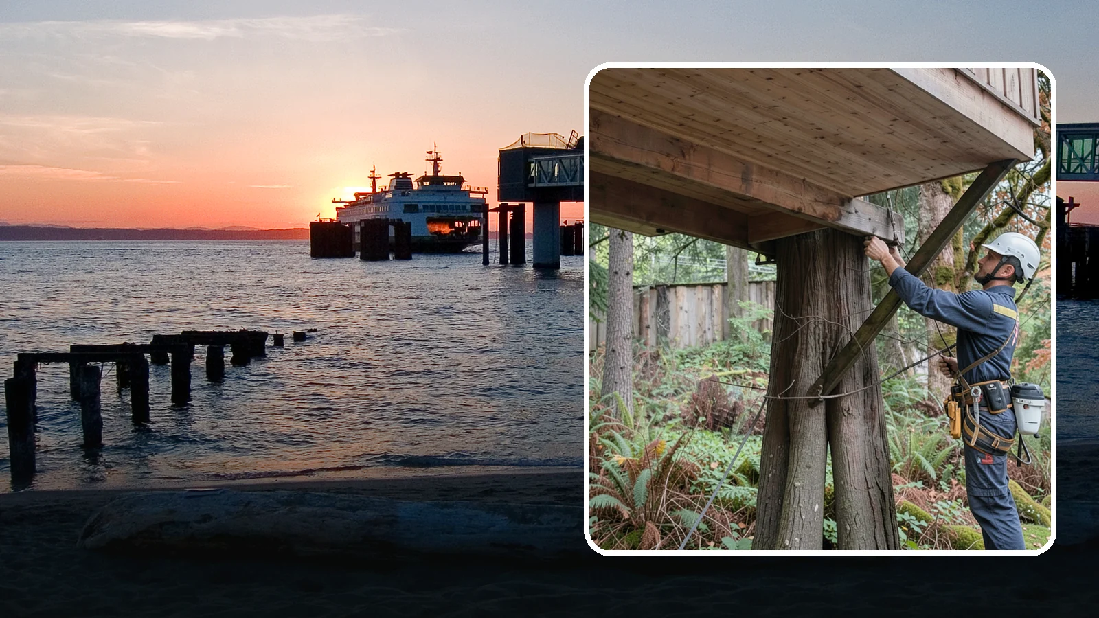 Tree bracing in Edmonds, Snohomish County, WA - The installation of rods to reinforce splits or weak unions.