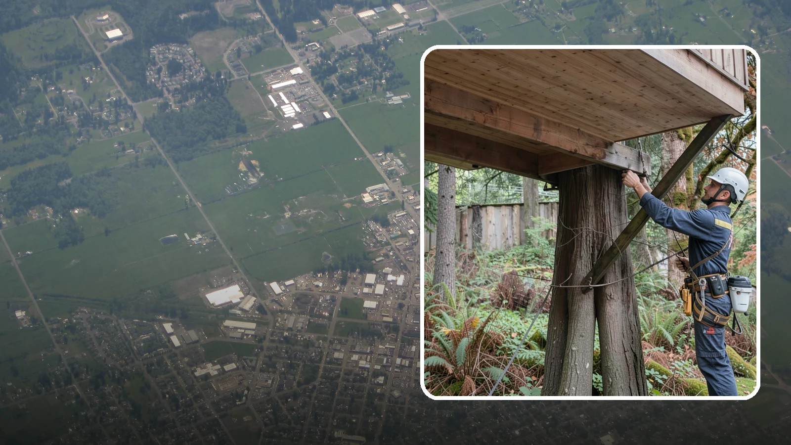 Tree bracing in Enumclaw, King County, WA - The installation of rods to reinforce splits or weak unions.