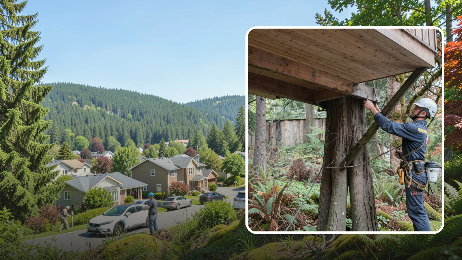 Tree bracing in Index, Snohomish County, WA - The installation of rods to reinforce splits or weak unions.