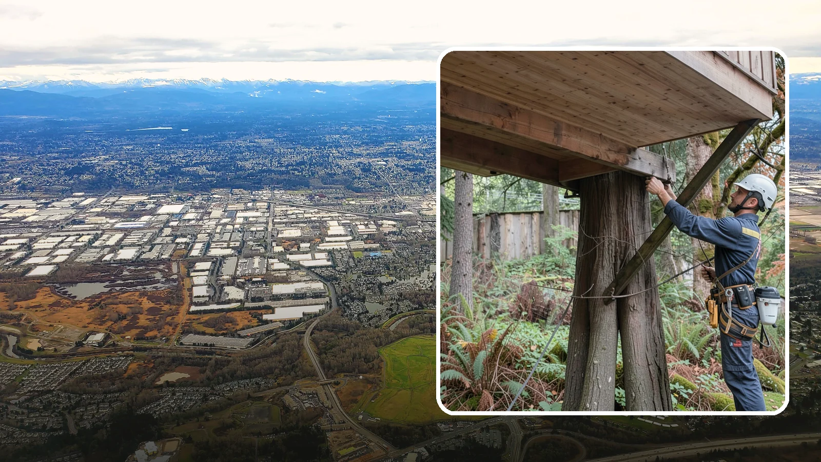 Tree bracing in Kent, King County, WA - The installation of rods to reinforce splits or weak unions.
