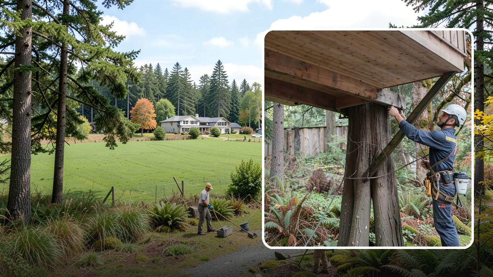 Tree bracing in Lyman, Skagit County, WA - The installation of rods to reinforce splits or weak unions.