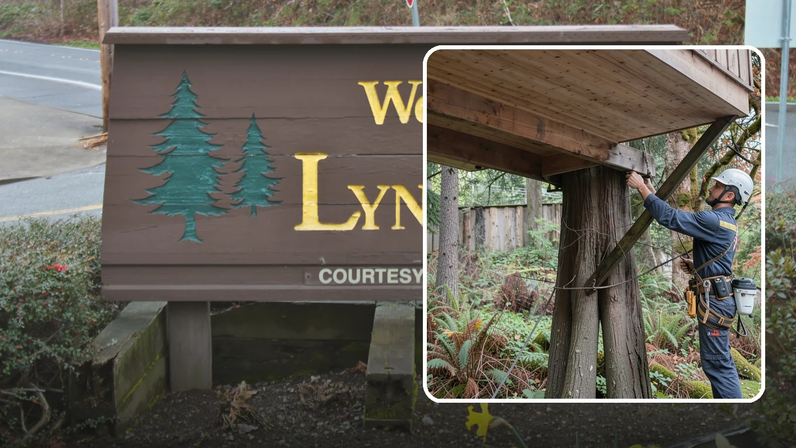 Tree bracing in Lynnwood, Snohomish County, WA - The installation of rods to reinforce splits or weak unions.