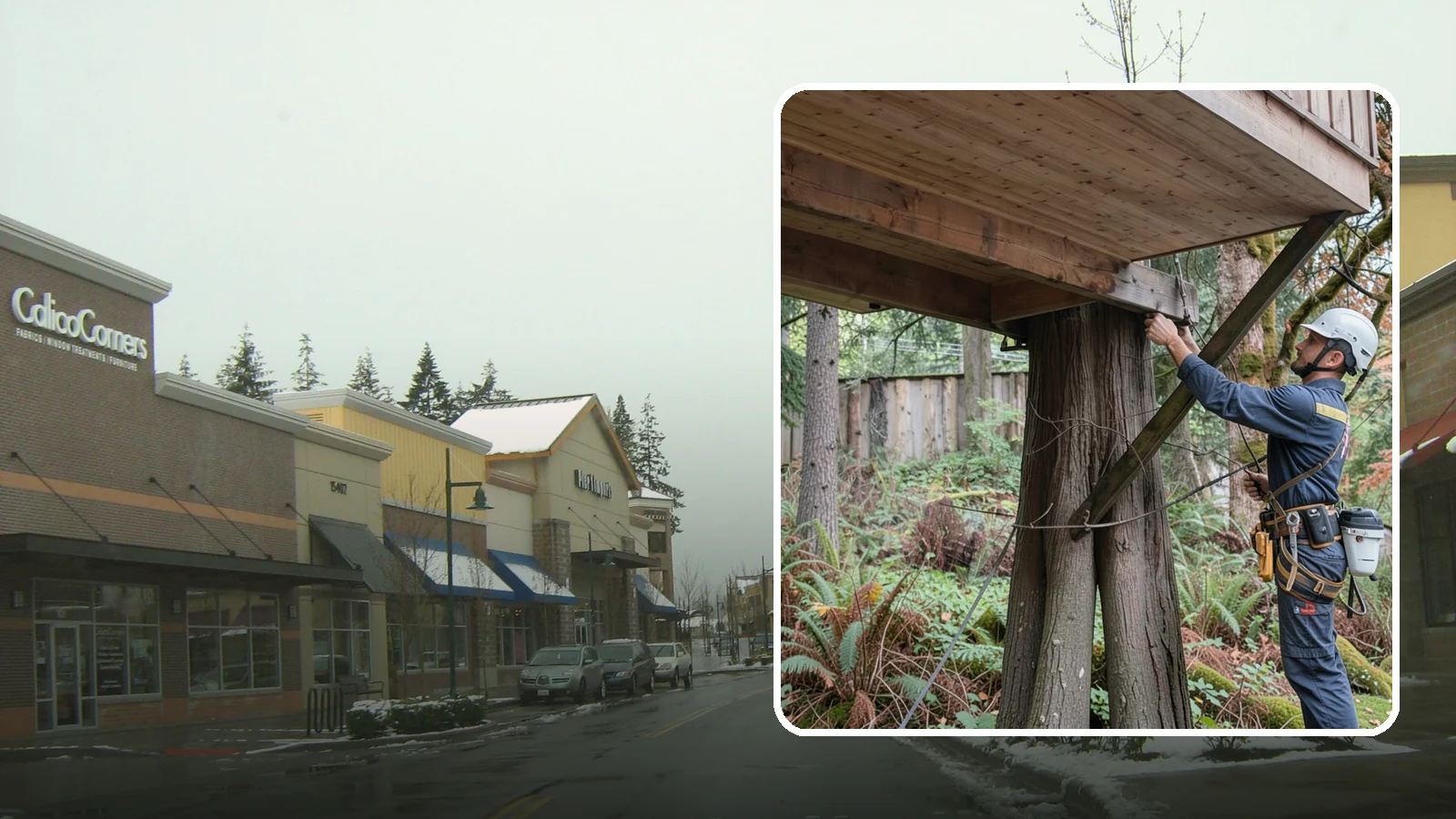 Tree bracing in Mill Creek, Snohomish County, WA - The installation of rods to reinforce splits or weak unions.