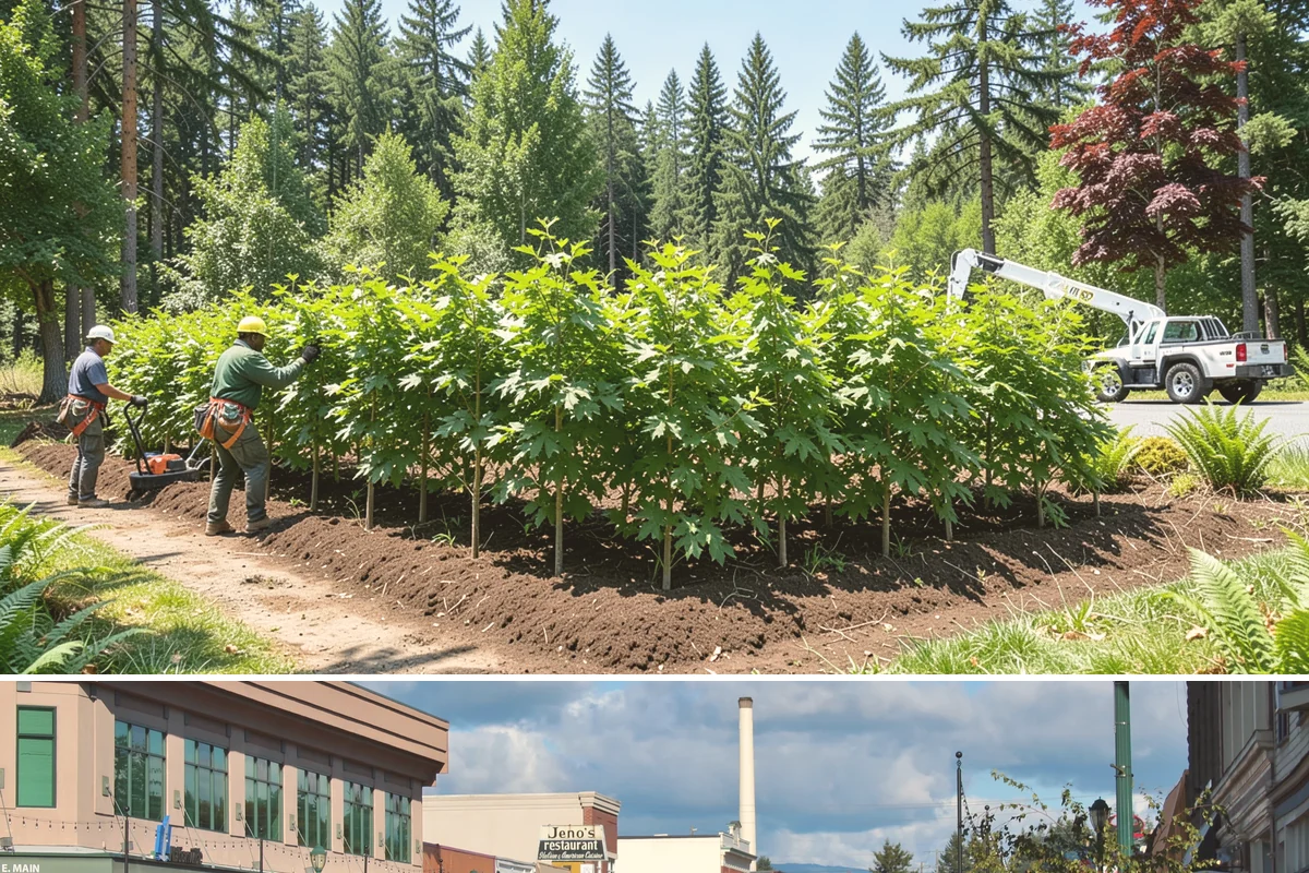 Tree bracing in Monroe, Snohomish County, WA - Work is performed year-round but typically scheduled when trees have full foliage to assess load paths accurately