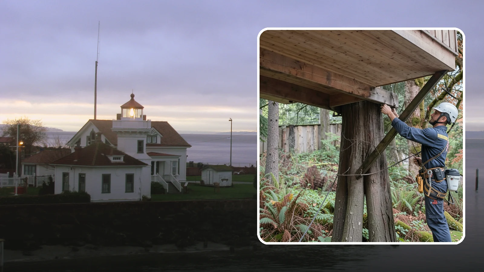 Tree bracing in Mukilteo, Snohomish County, WA - The installation of rods to reinforce splits or weak unions.