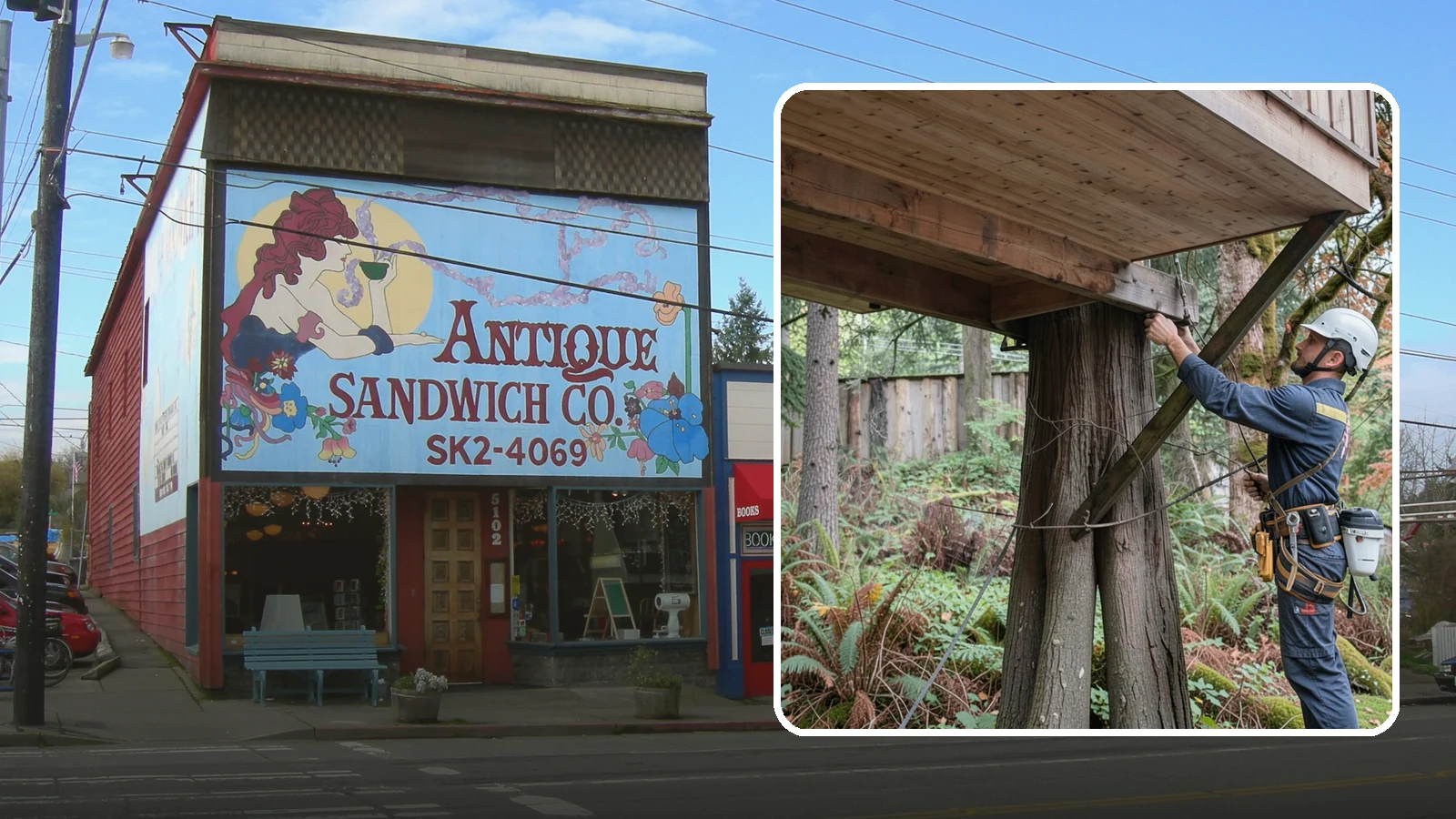 Tree bracing in Ruston, Pierce County, WA - The installation of rods to reinforce splits or weak unions.