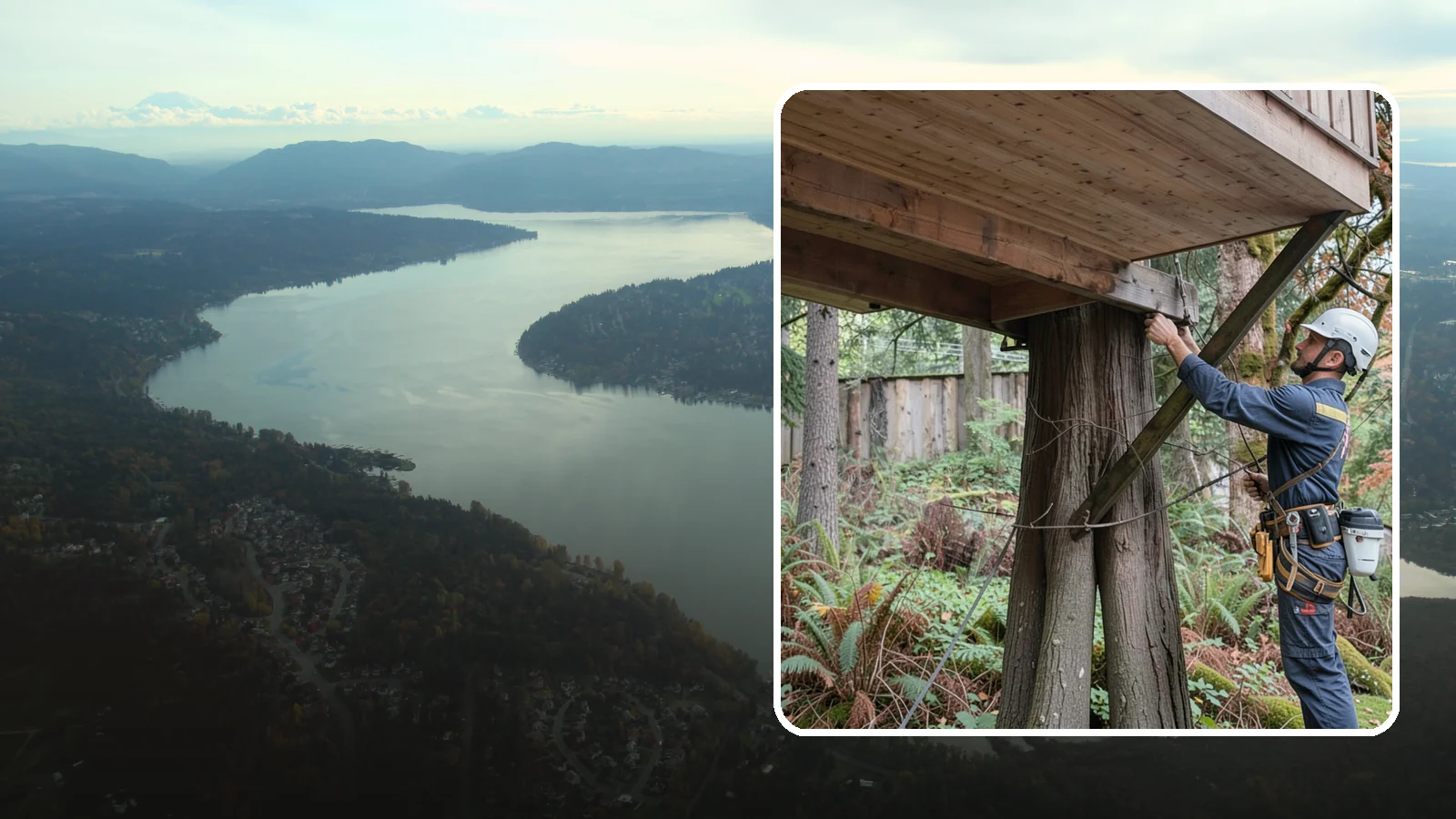 Tree bracing in Sammamish, King County, WA - The installation of rods to reinforce splits or weak unions.