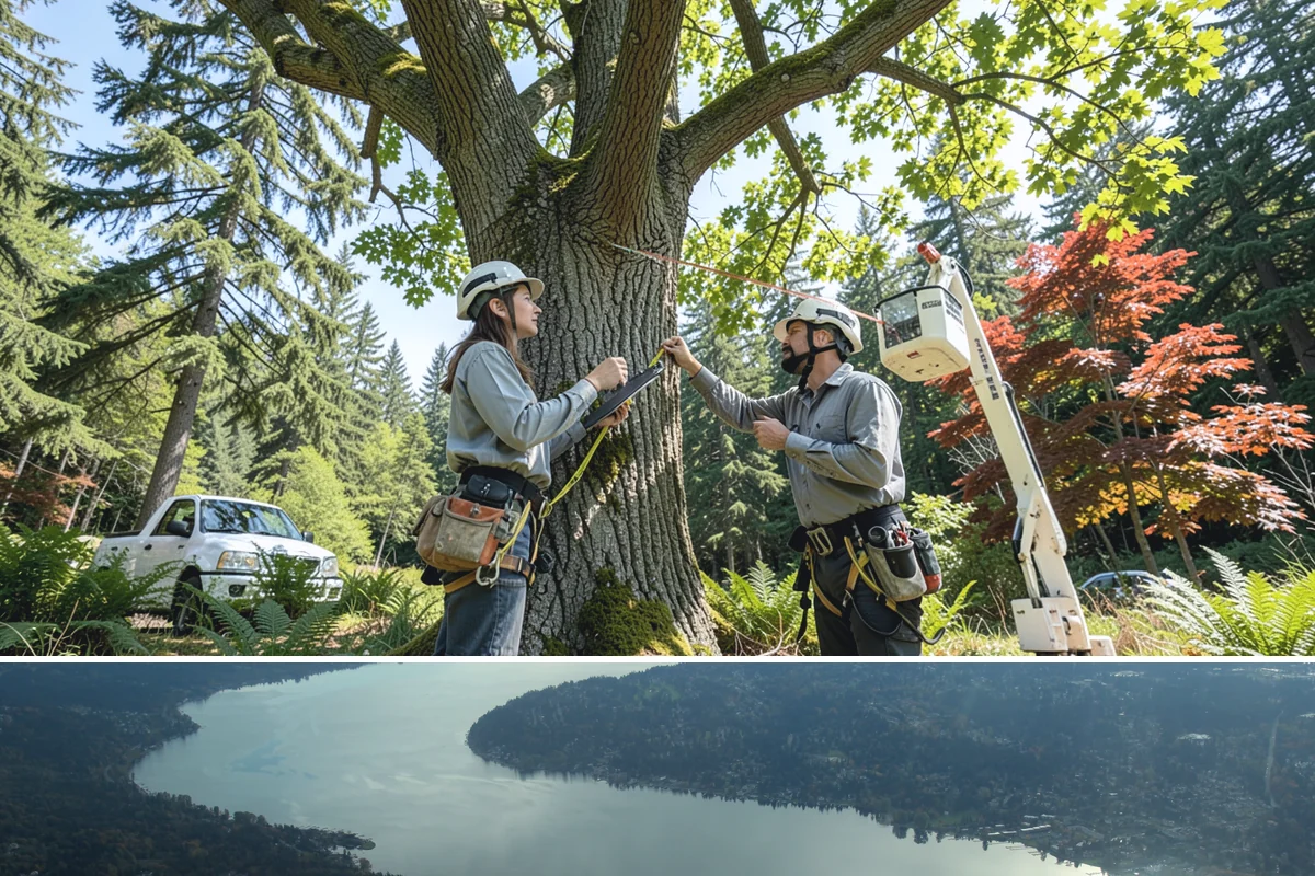 Tree bracing in Sammamish, King County, WA - Work is performed year-round but typically scheduled when trees have full foliage to assess load paths accurately