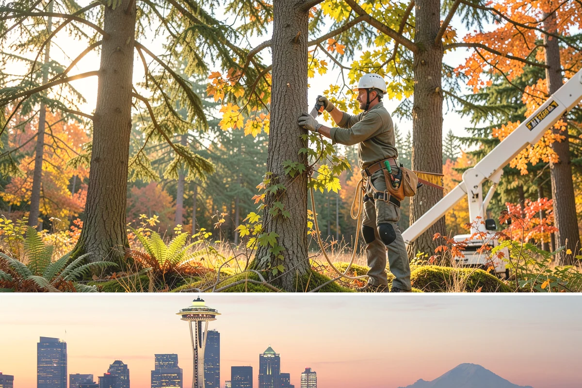 Tree bracing in Seattle, King County, WA - Work is performed year-round but typically scheduled when trees have full foliage to assess load paths accurately