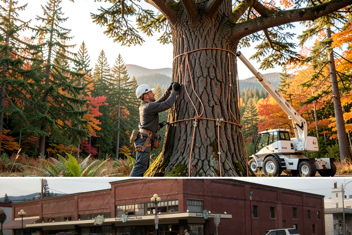 Tree bracing in Sedro-Woolley, Skagit County, WA - Work is performed year-round but typically scheduled when trees have full foliage to assess load paths accurately