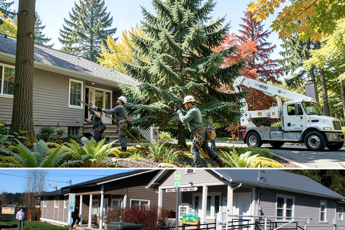 Tree bracing in South Prairie, Pierce County, WA - Work is performed year-round but typically scheduled when trees have full foliage to assess load paths accurately