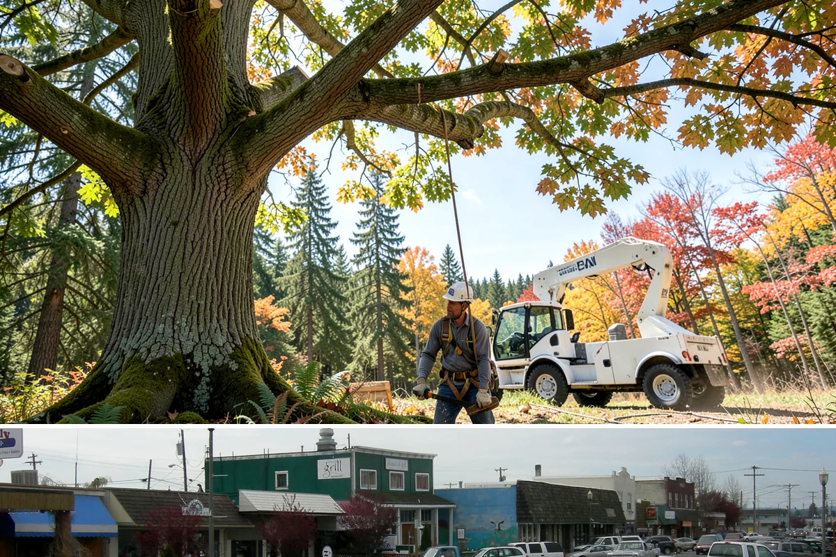 Tree bracing in Stanwood, Snohomish County, WA - Work is performed year-round but typically scheduled when trees have full foliage to assess load paths accurately