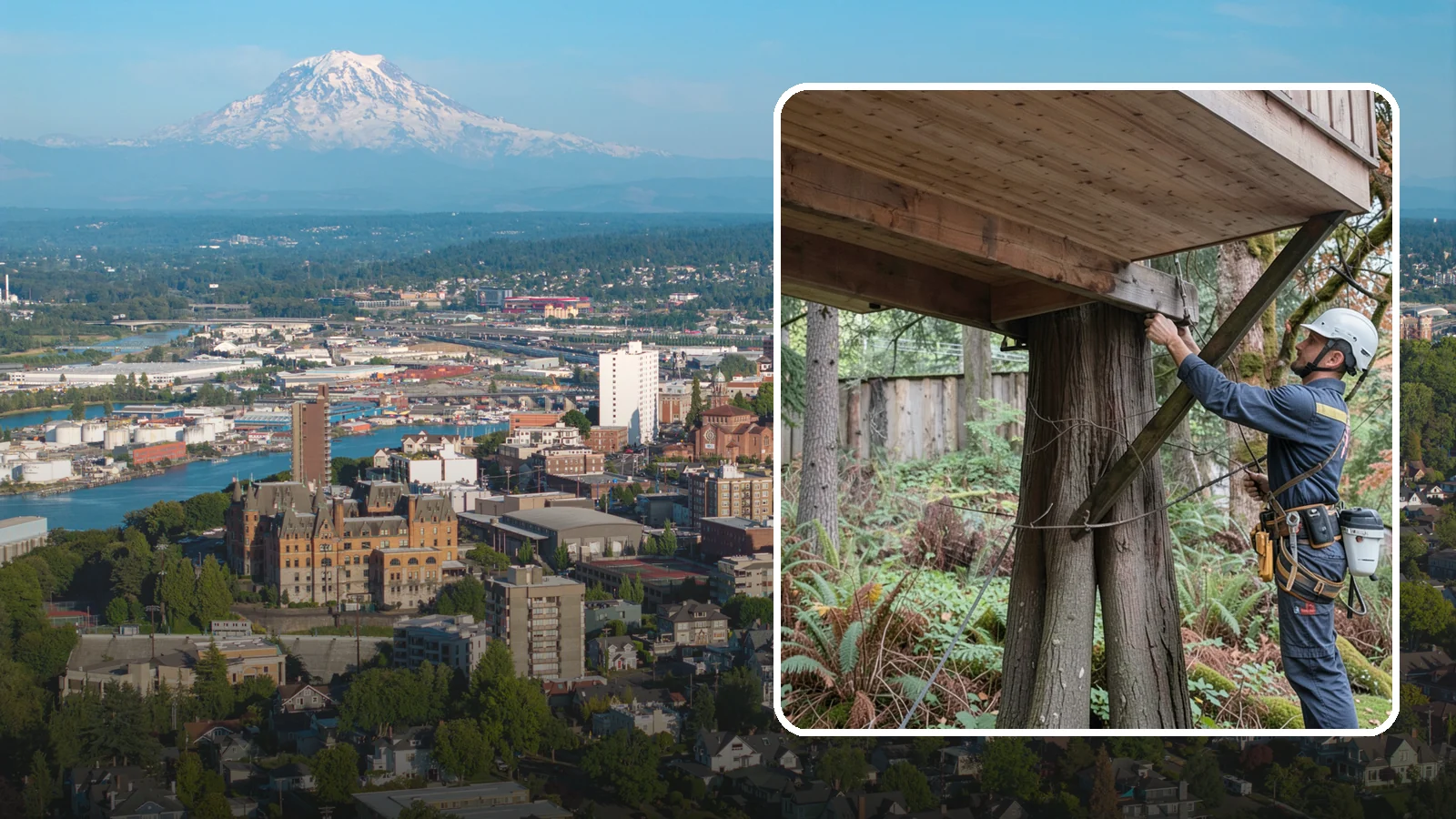 Tree bracing in Tacoma, Pierce County, WA - The installation of rods to reinforce splits or weak unions.