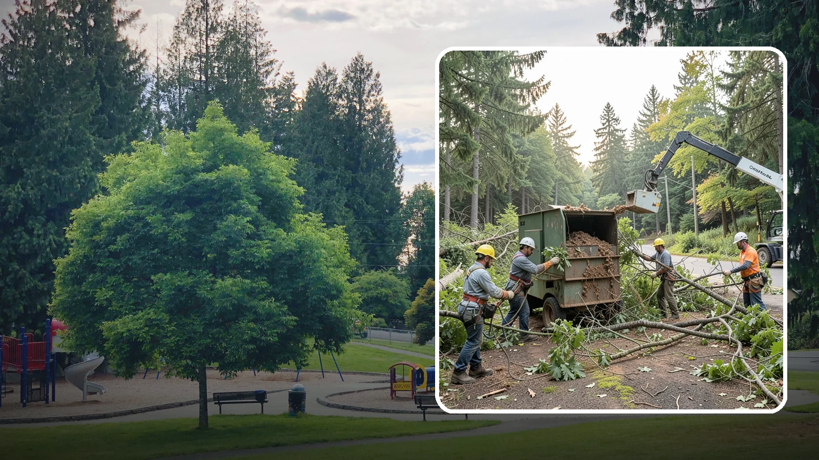 Tree debris removal in Bonney Lake, Pierce County, WA - The collection and hauling of downed limbs and debris.