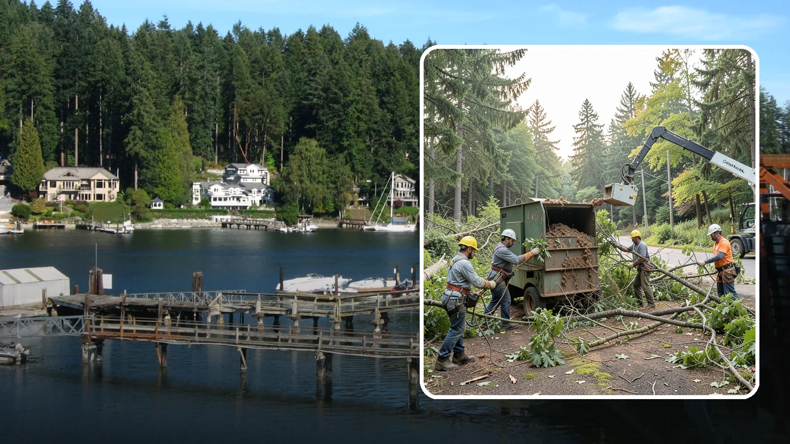 Tree debris removal in Gig Harbor, Pierce County, WA - The collection and hauling of downed limbs and debris.