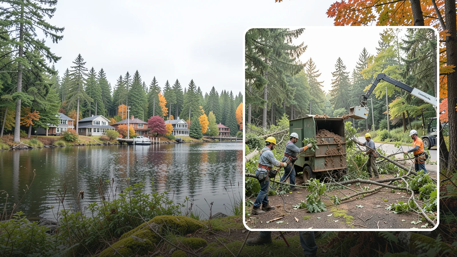 Tree debris removal in La Conner, Skagit County, WA - The collection and hauling of downed limbs and debris.