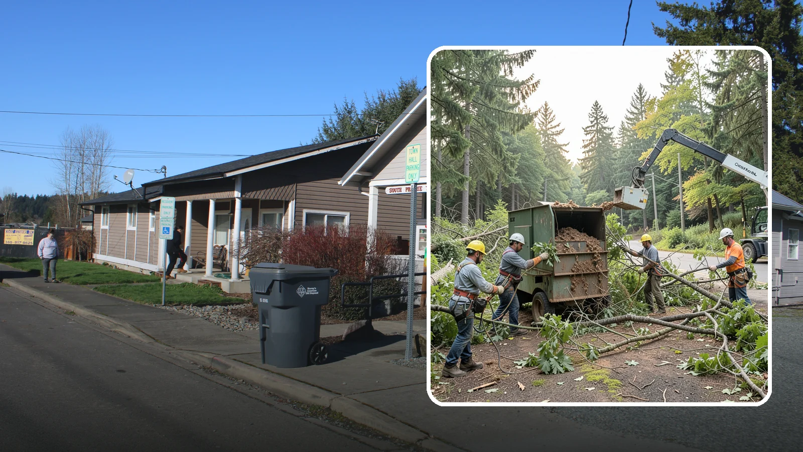 Tree debris removal in South Prairie, Pierce County, WA - The collection and hauling of downed limbs and debris.