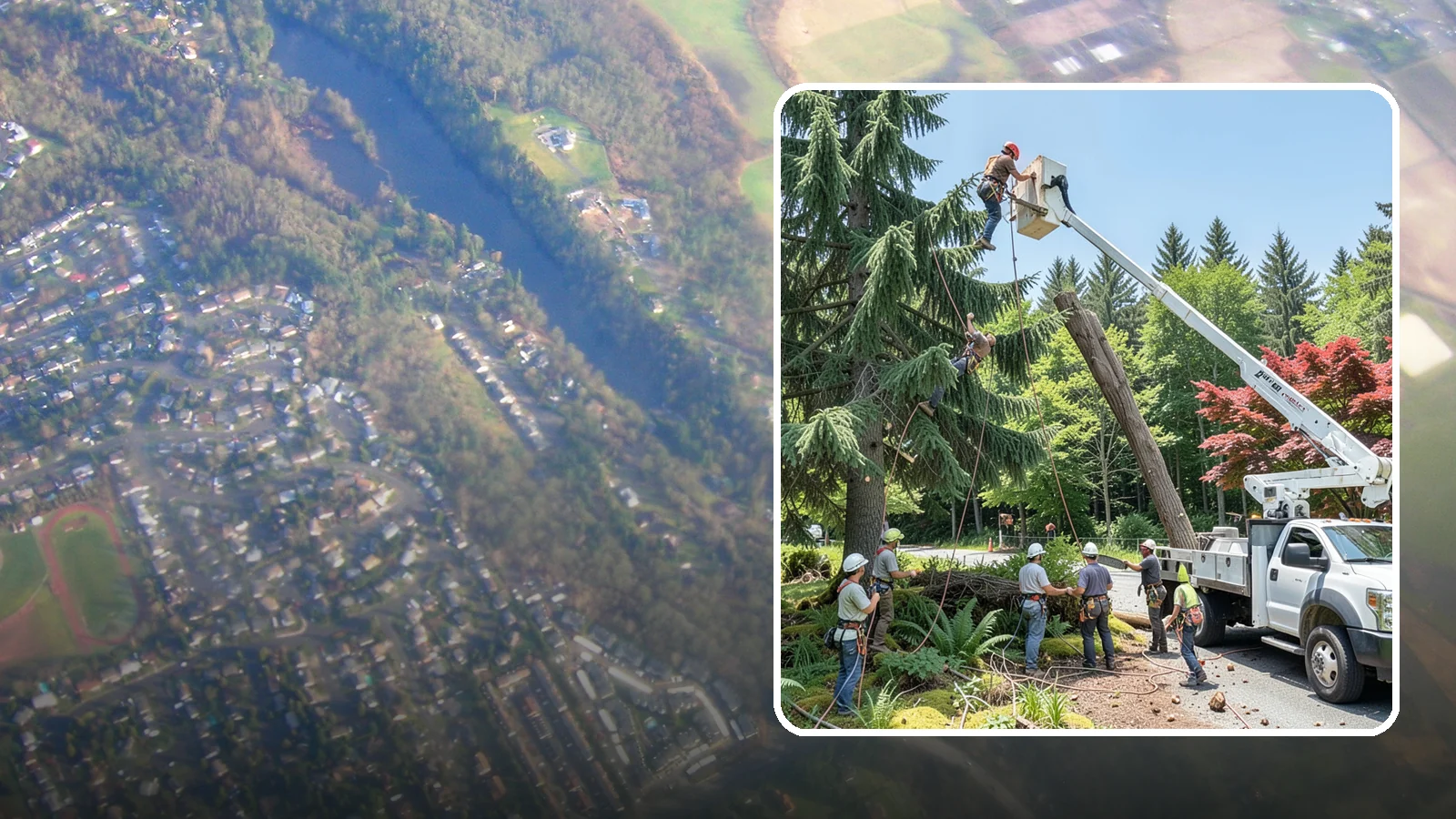Tree dismantling / sectional removal in Algona, King County, WA - The piece-by-piece dismantling of a tree from the top down.