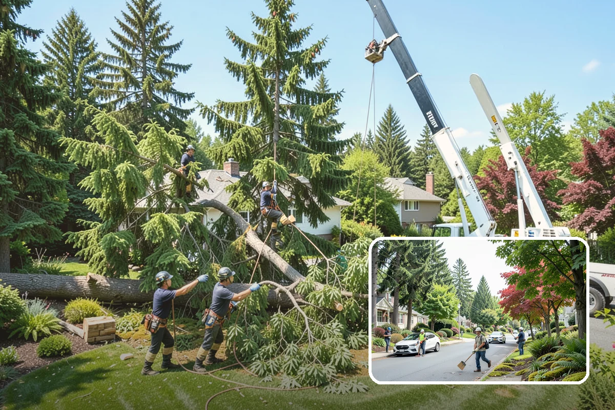 Tree dismantling / sectional removal in Beaux Arts Village, King County, WA - Removes safety hazards and reduces liability