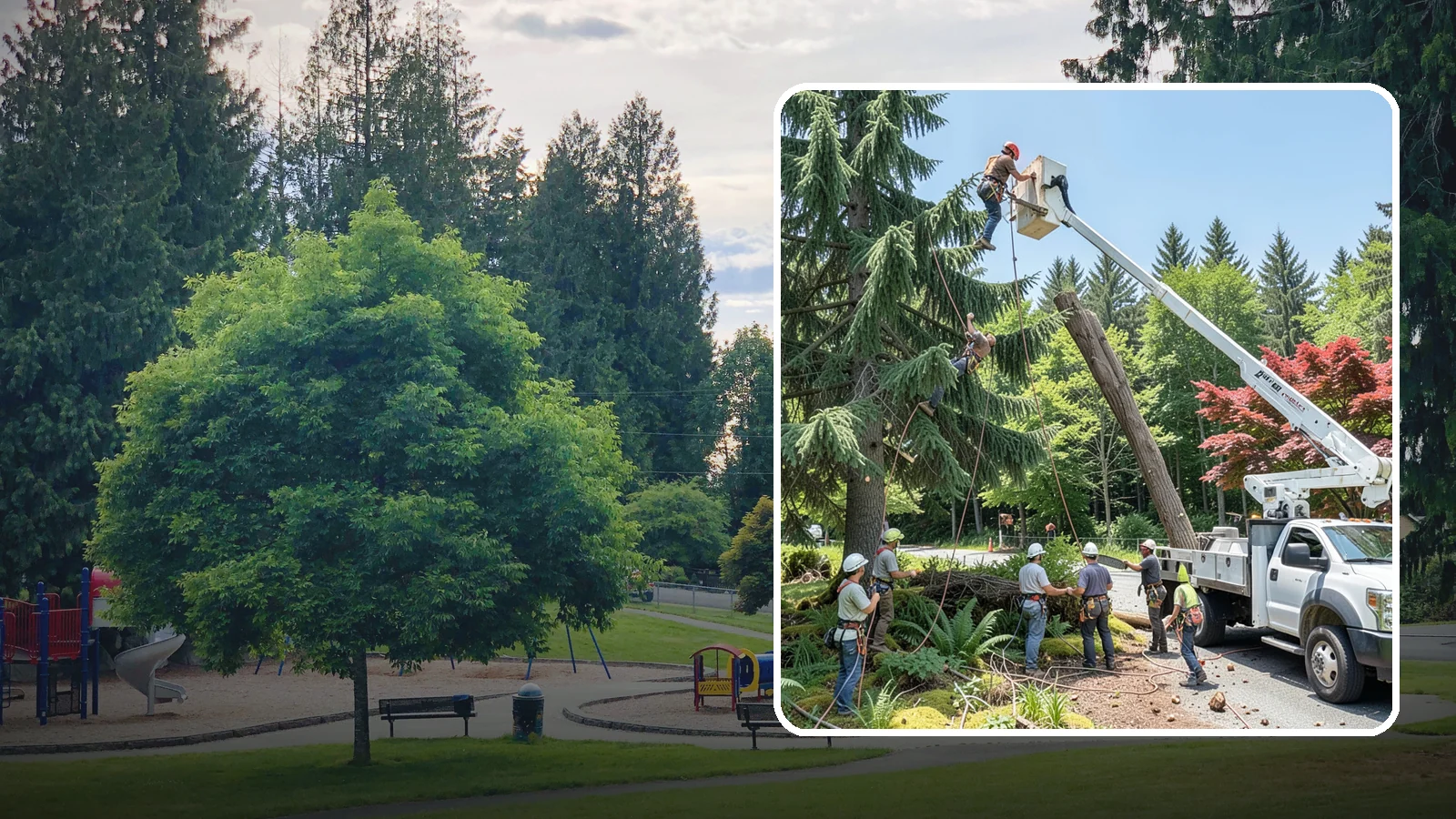 Tree dismantling / sectional removal in Bonney Lake, Pierce County, WA - The piece-by-piece dismantling of a tree from the top down.