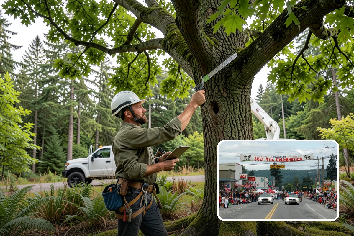 Tree dismantling / sectional removal in Carnation, King County, WA - Removes safety hazards and reduces liability