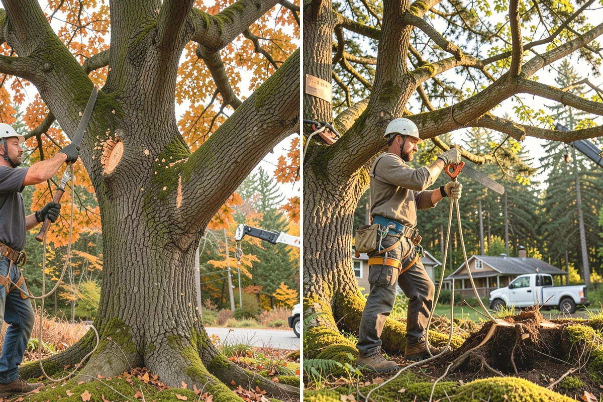 Tree dismantling / sectional removal in Carnation, King County, WA - On-site assessment and hazard evaluation