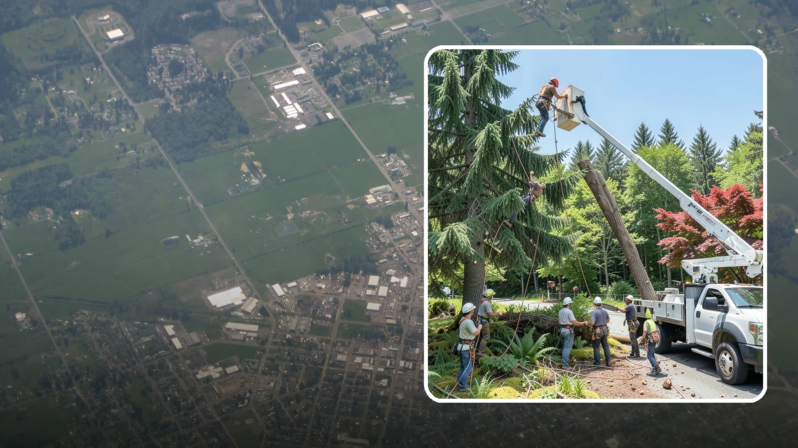 Tree dismantling / sectional removal in Enumclaw, King County, WA - The piece-by-piece dismantling of a tree from the top down.